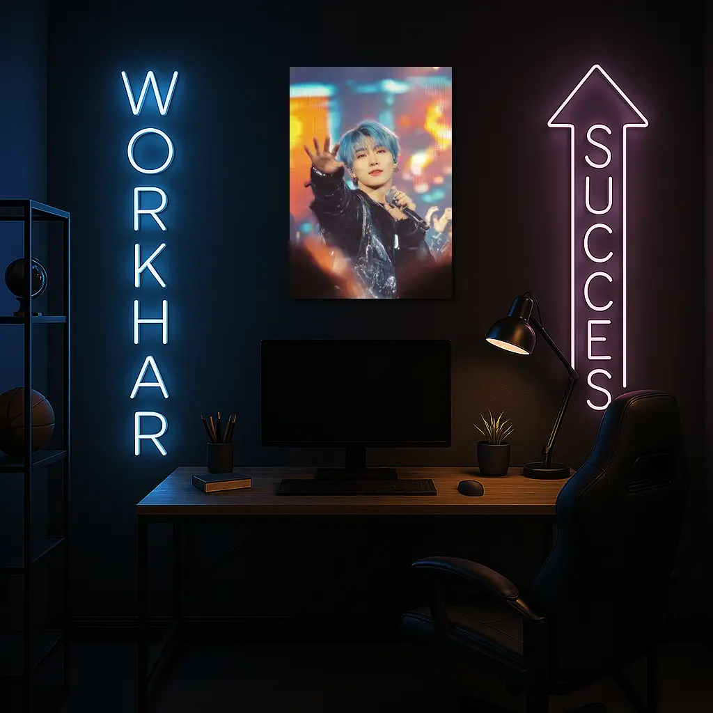 Blue Haired K-Pop Artist Stage Performance – Wall Art