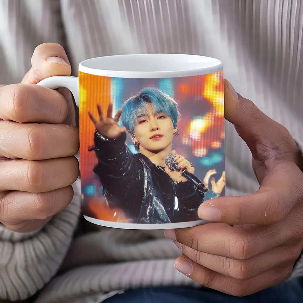 Blue Haired K-Pop Artist Stage Performance – Mugs