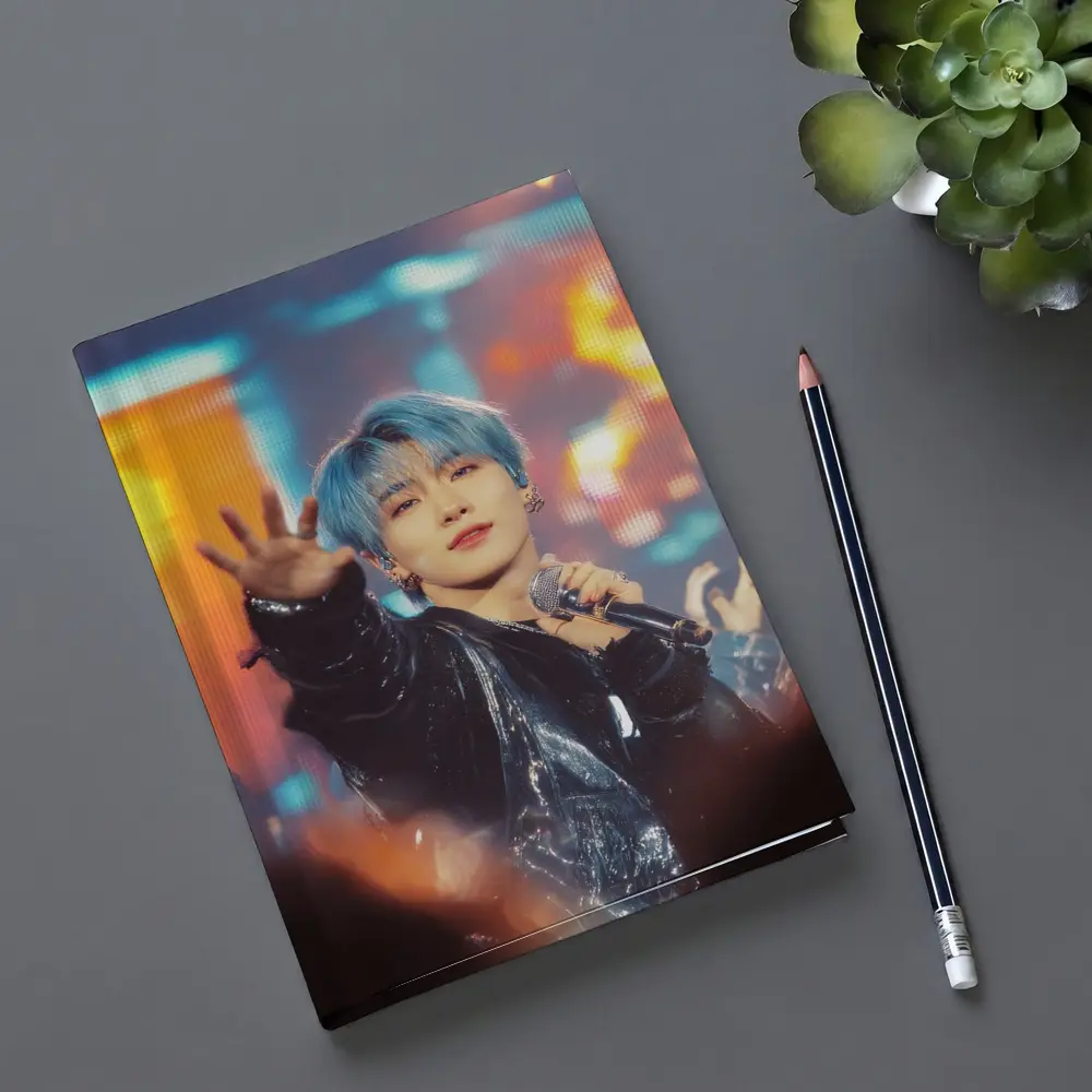 Blue Haired K-Pop Artist Stage Performance – Notebooks