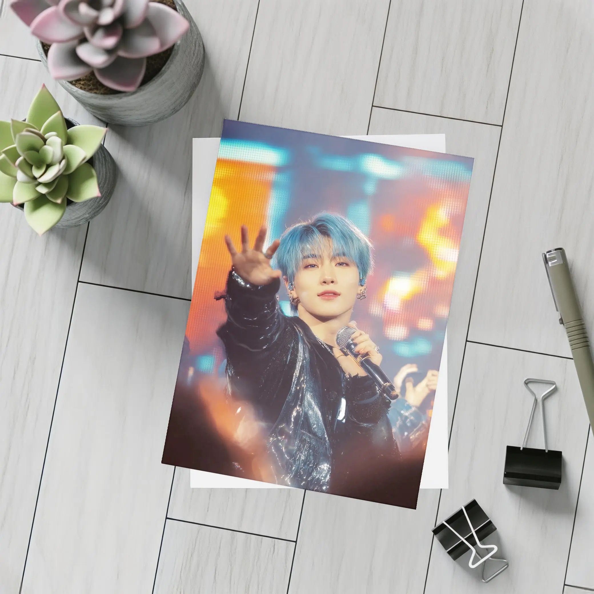 Blue Haired K-Pop Artist Stage Performance – Postcards