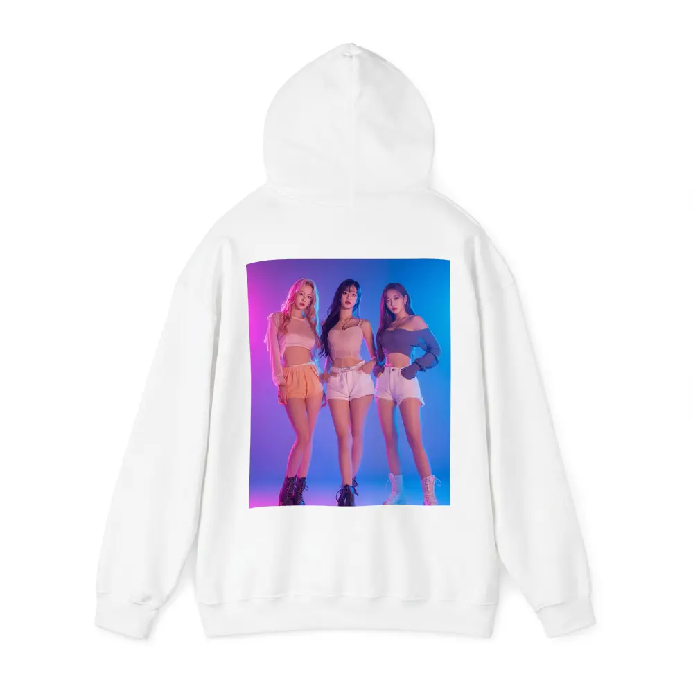 K-Pop Girl Group Neon Blue Pink Background – Hoodies
