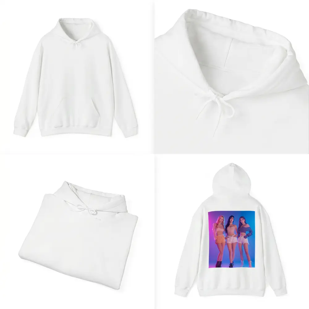 K-Pop Girl Group Neon Blue Pink Background – Hoodies