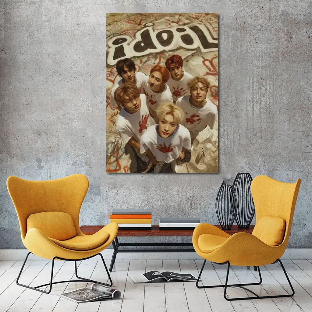 K-pop Idol Group Graffiti Wall Concept – Wall Art