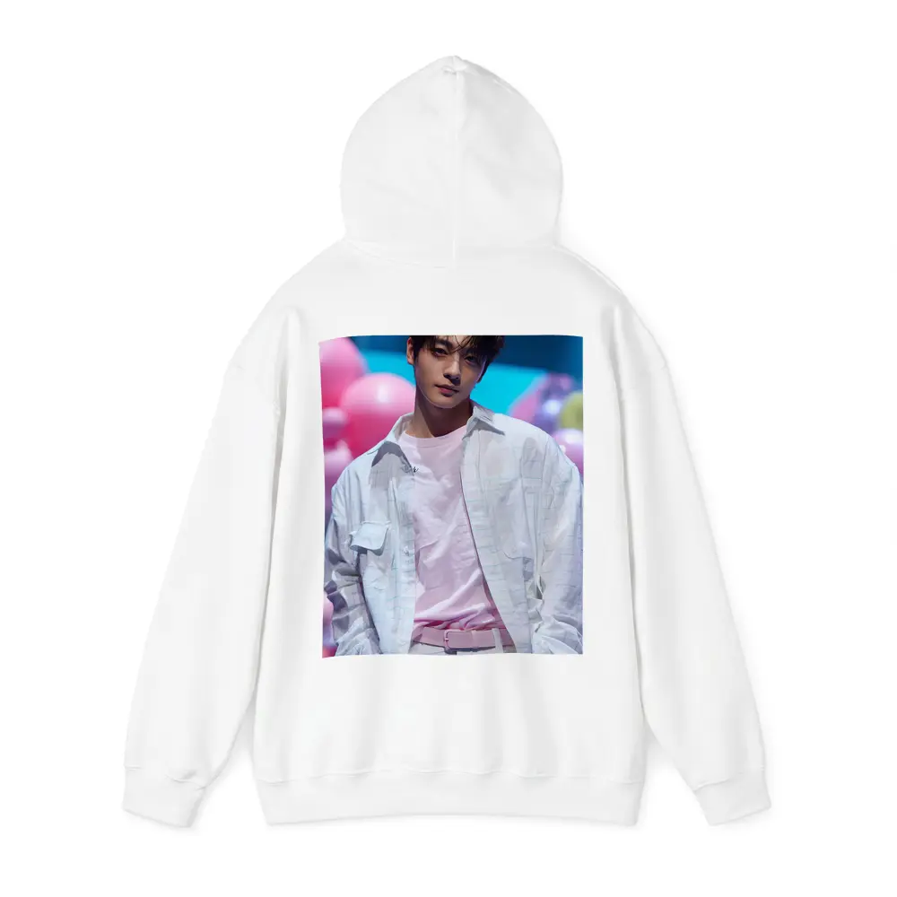 Young Korean Man Pastel Balloon Studio Background – Hoodies
