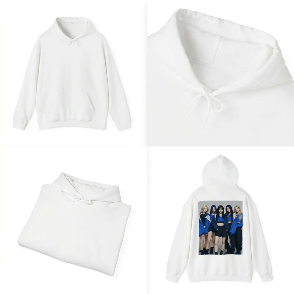 K-Pop Girl Group Blue Outfits White Background – Hoodies
