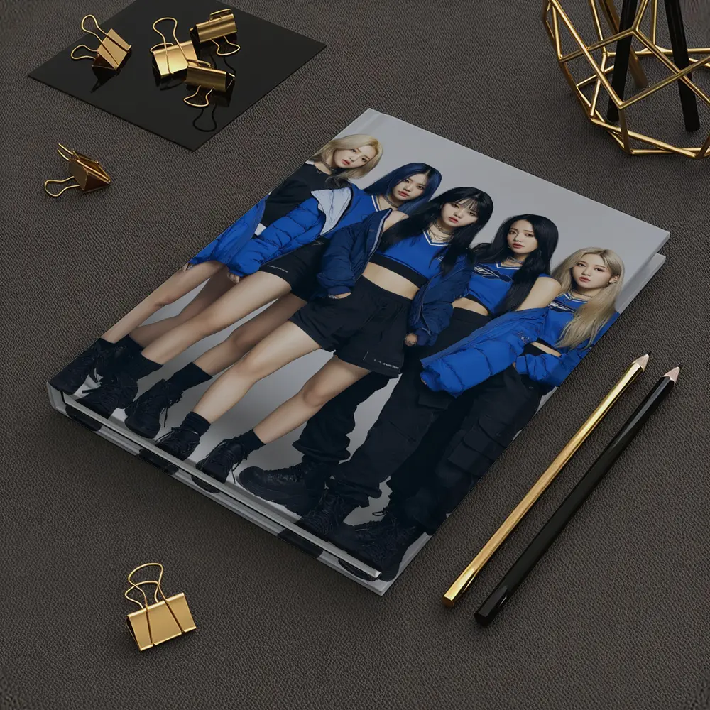 K-Pop Girl Group Blue Outfits White Background – Notebooks