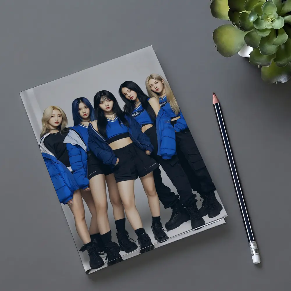 K-Pop Girl Group Blue Outfits White Background – Notebooks