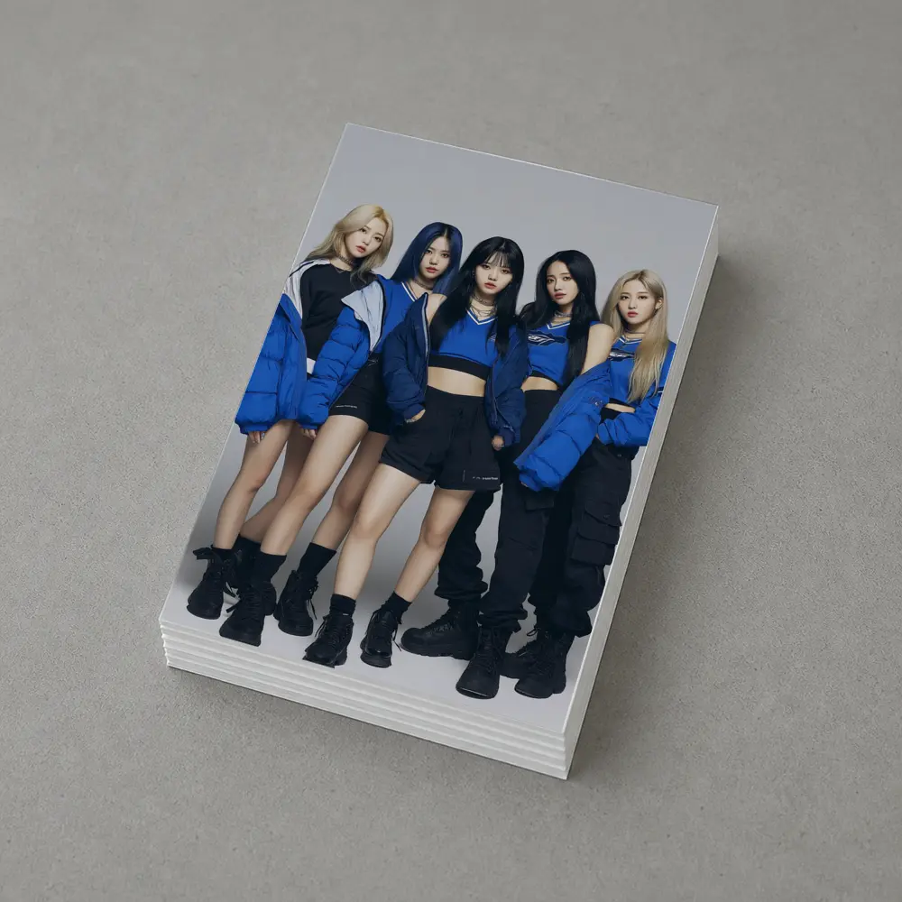 K-Pop Girl Group Blue Outfits White Background – Postcards