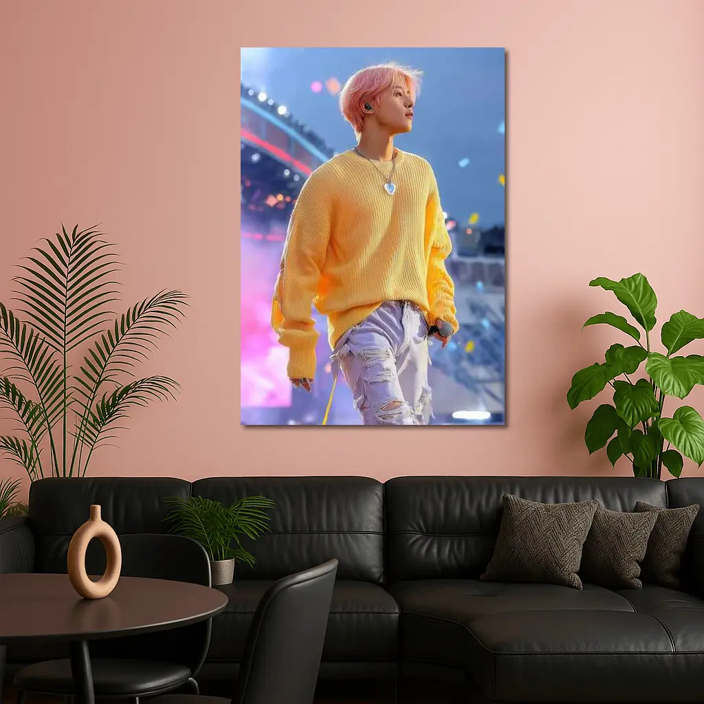 K-Pop Idol Yellow Sweater Concert Stage – Wall Art