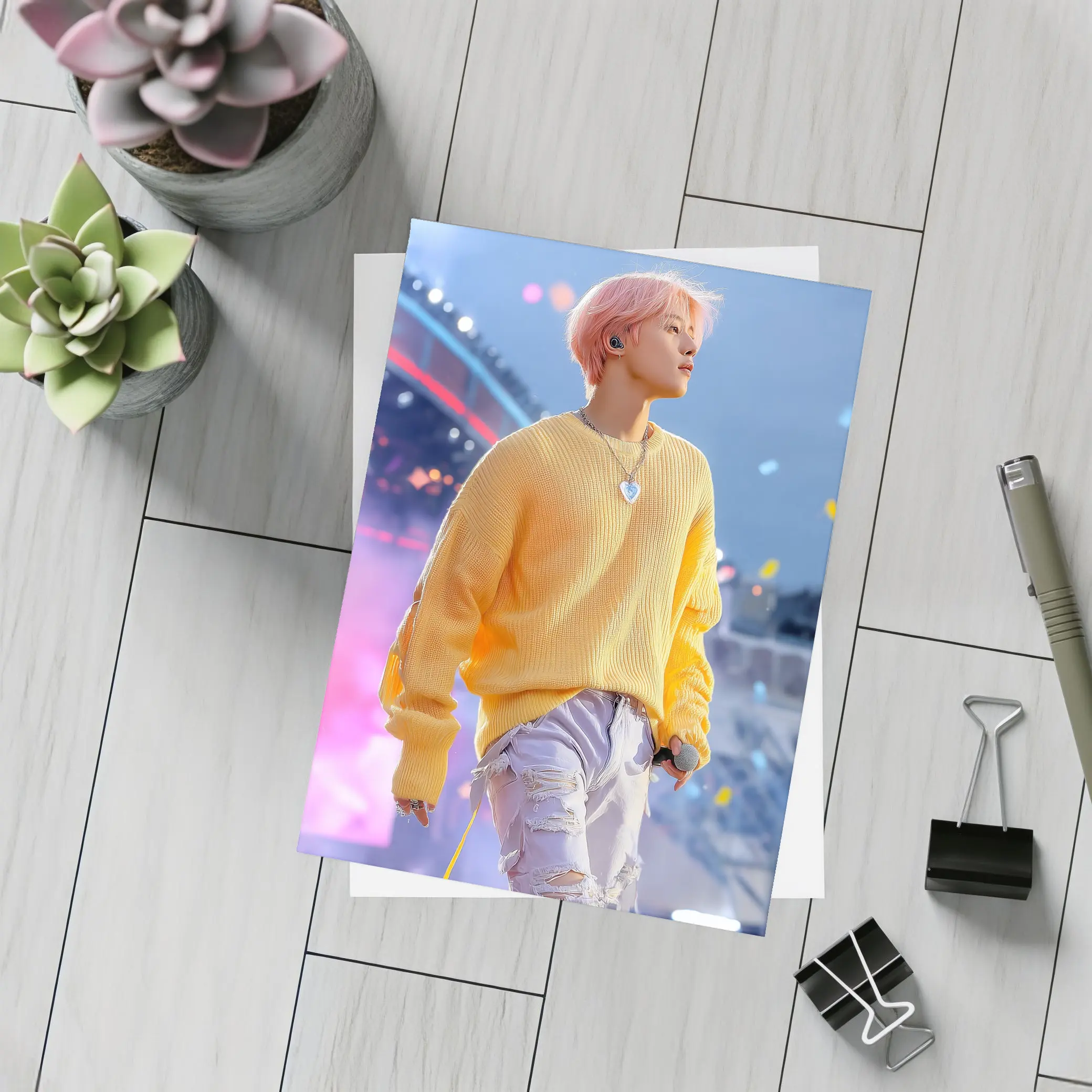 K-Pop Idol Yellow Sweater Concert Stage – Postcards