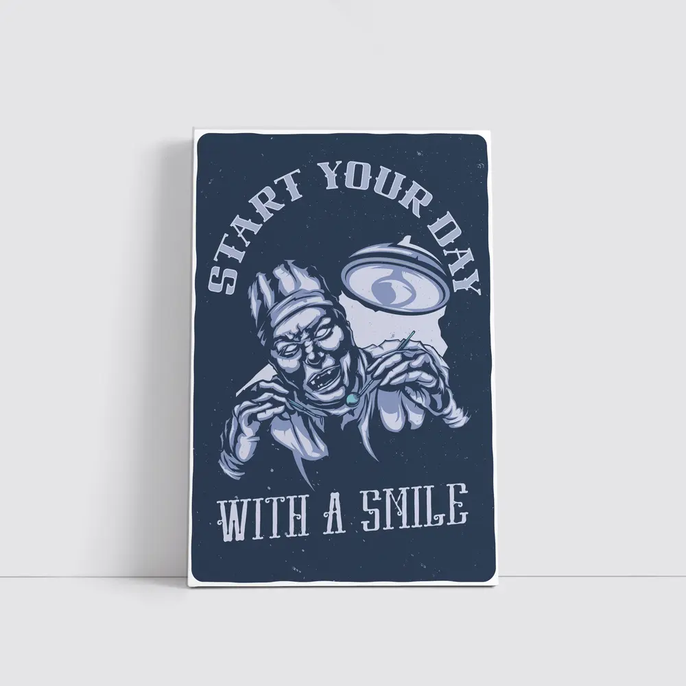 Start Your Day With A Smile Dark Illustration – Wall Art