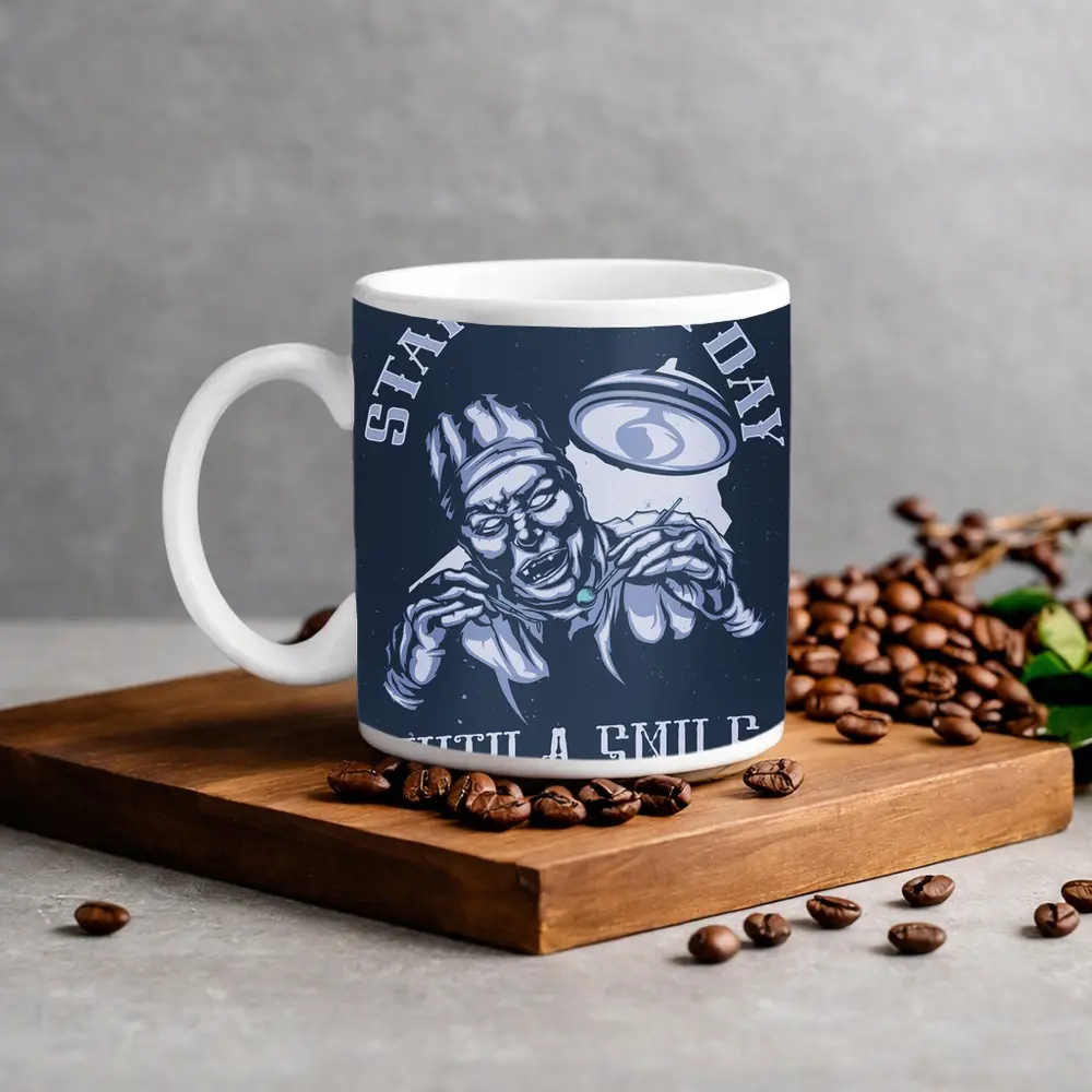 Start Your Day With A Smile Dark Illustration – Mugs