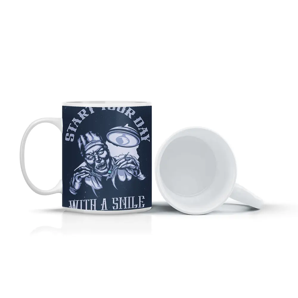 Start Your Day With A Smile Dark Illustration – Mugs