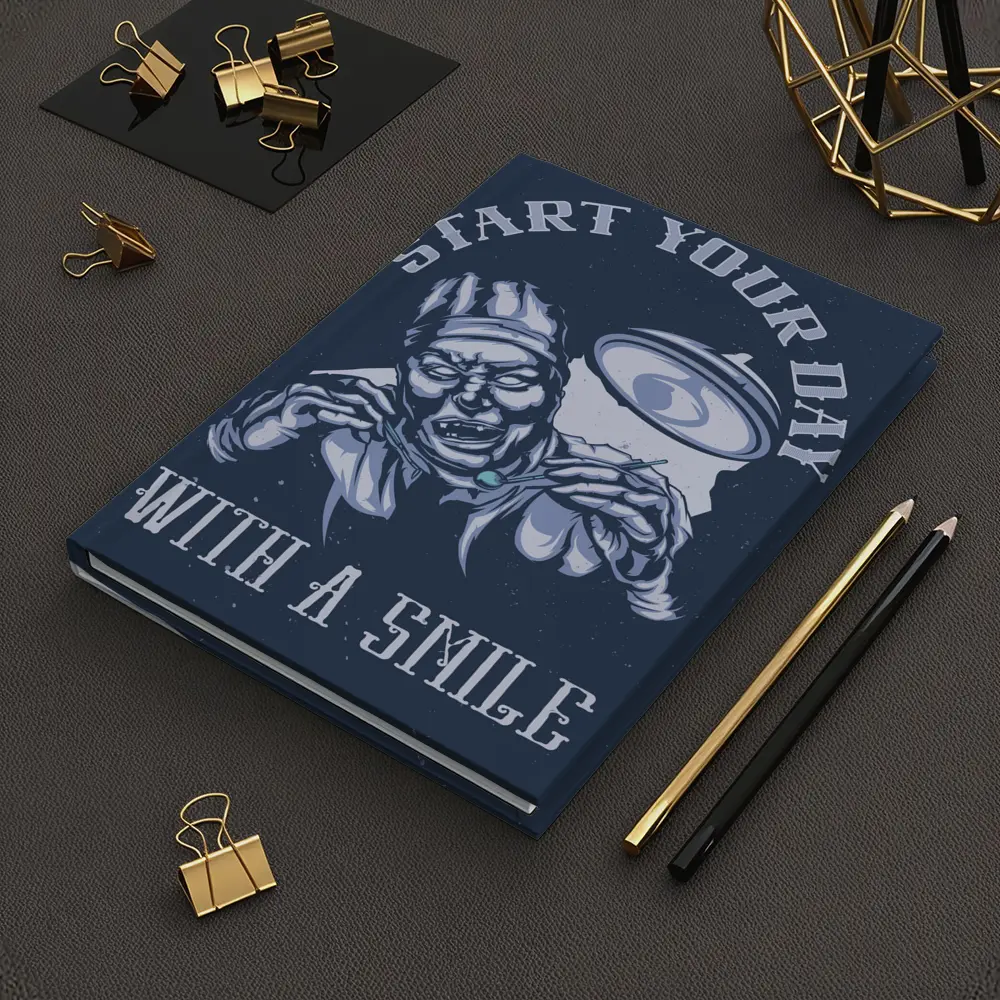 Start Your Day With A Smile Dark Illustration – Notebooks