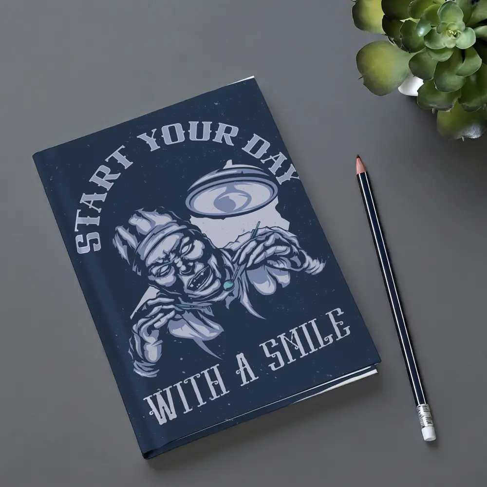 Start Your Day With A Smile Dark Illustration – Notebooks