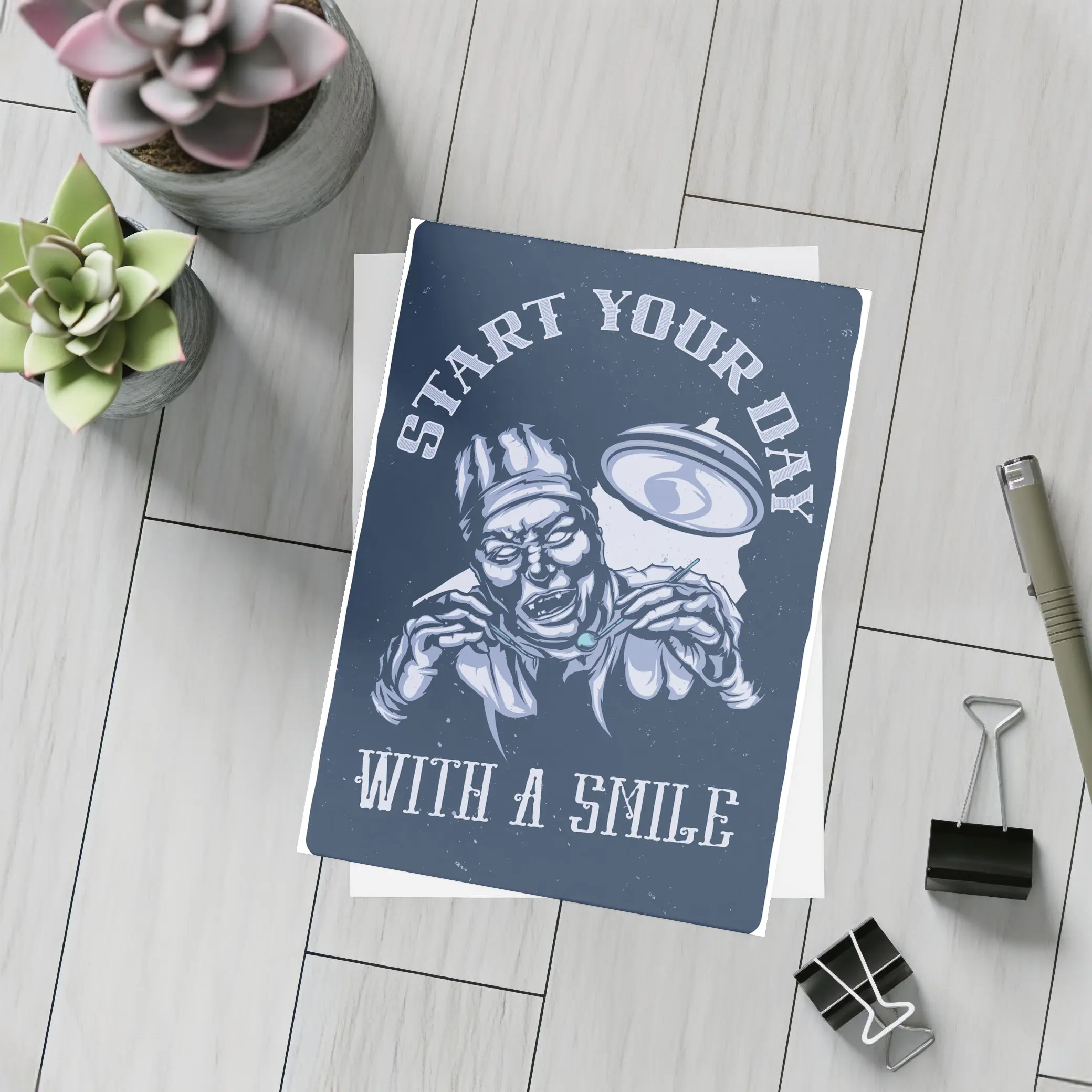 Start Your Day With A Smile Dark Illustration – Postcards