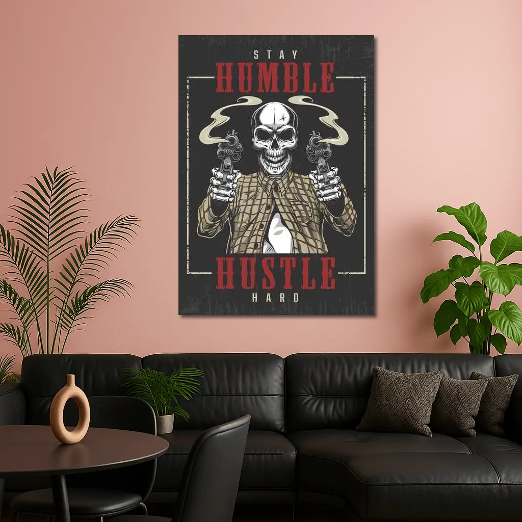 Stay Humble Hustle Hard Skull Gangster – Wall Art