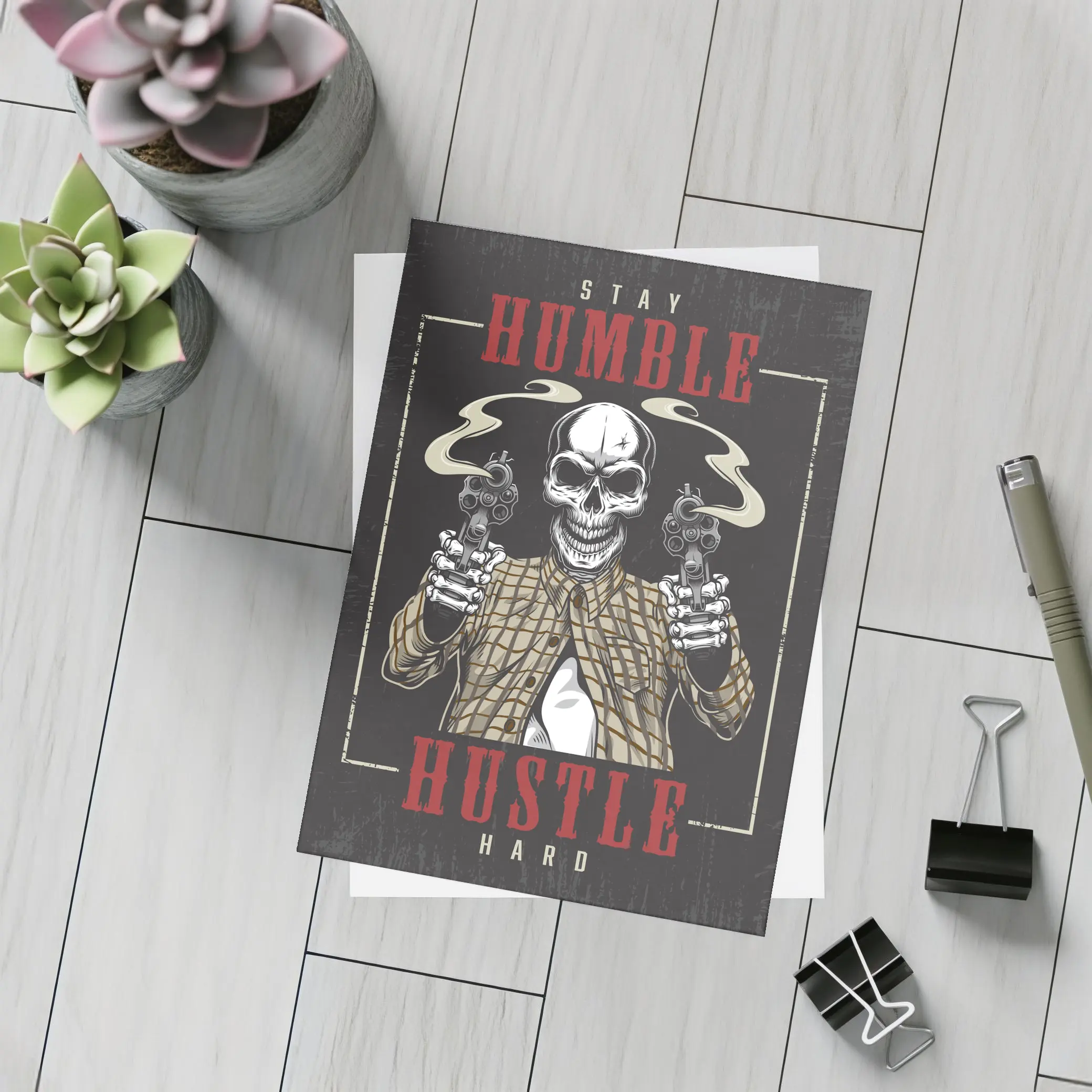 Stay Humble Hustle Hard Skull Gangster – Postcards