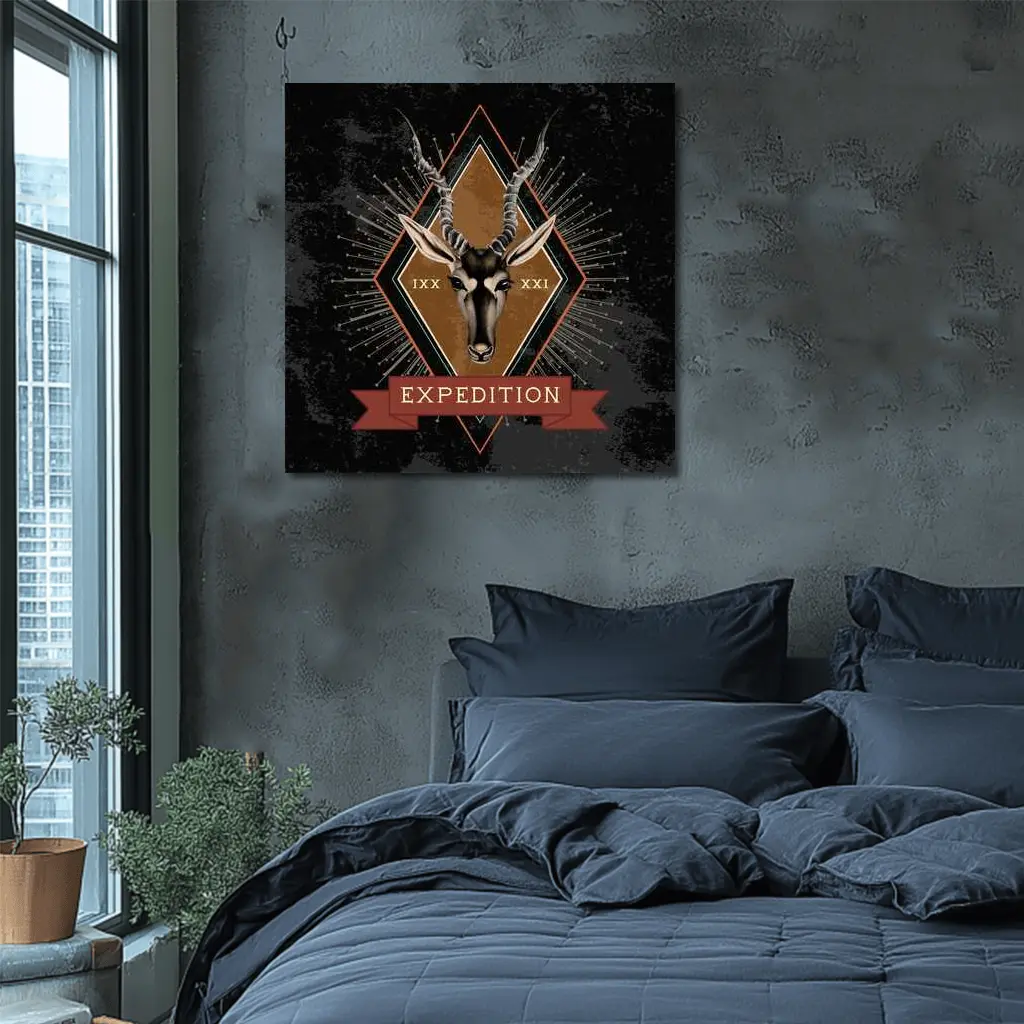 Expedition Antelope Diamond Badge Dark Background – Wall Art