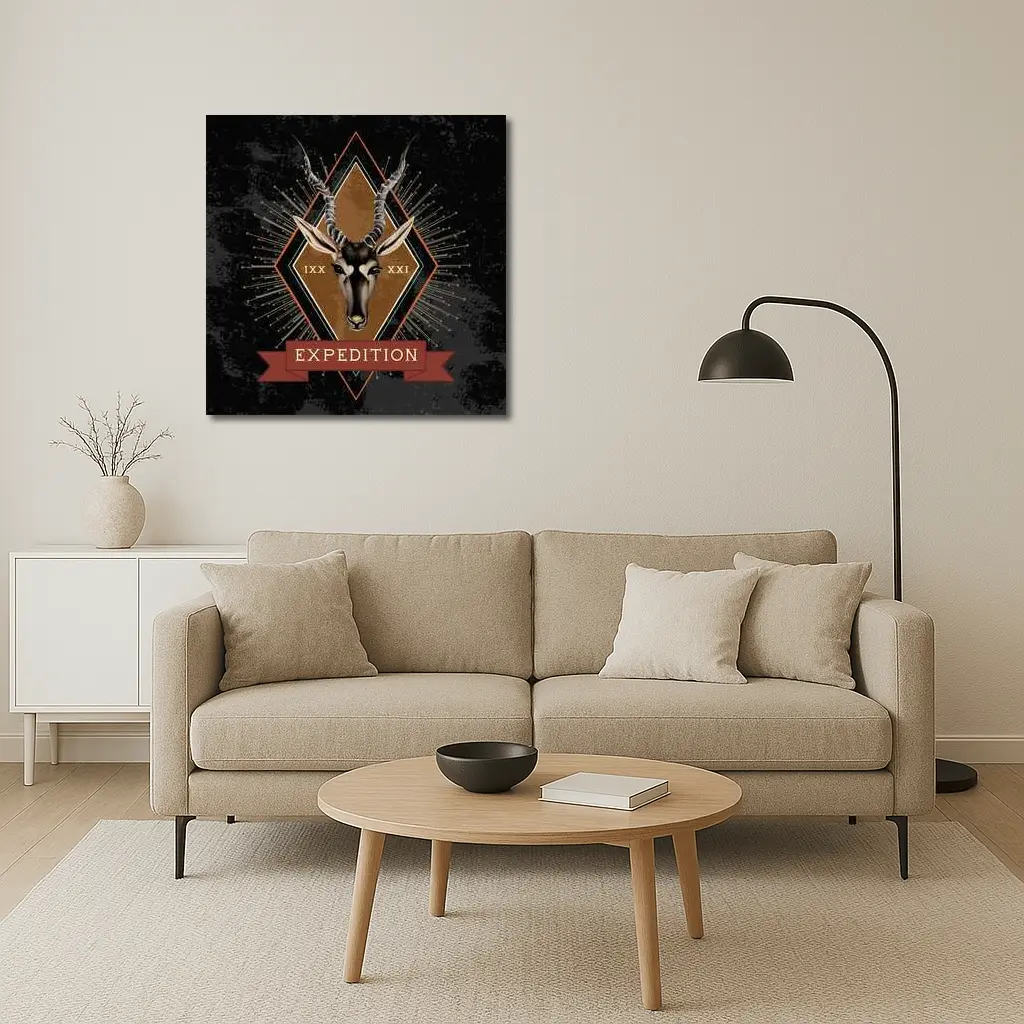 Expedition Antelope Diamond Badge Dark Background – Wall Art