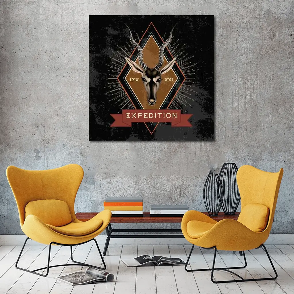 Expedition Antelope Diamond Badge Dark Background – Wall Art