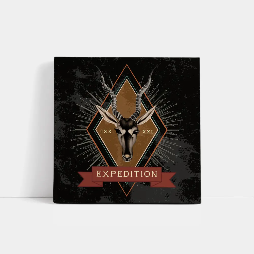 Expedition Antelope Diamond Badge Dark Background – Wall Art