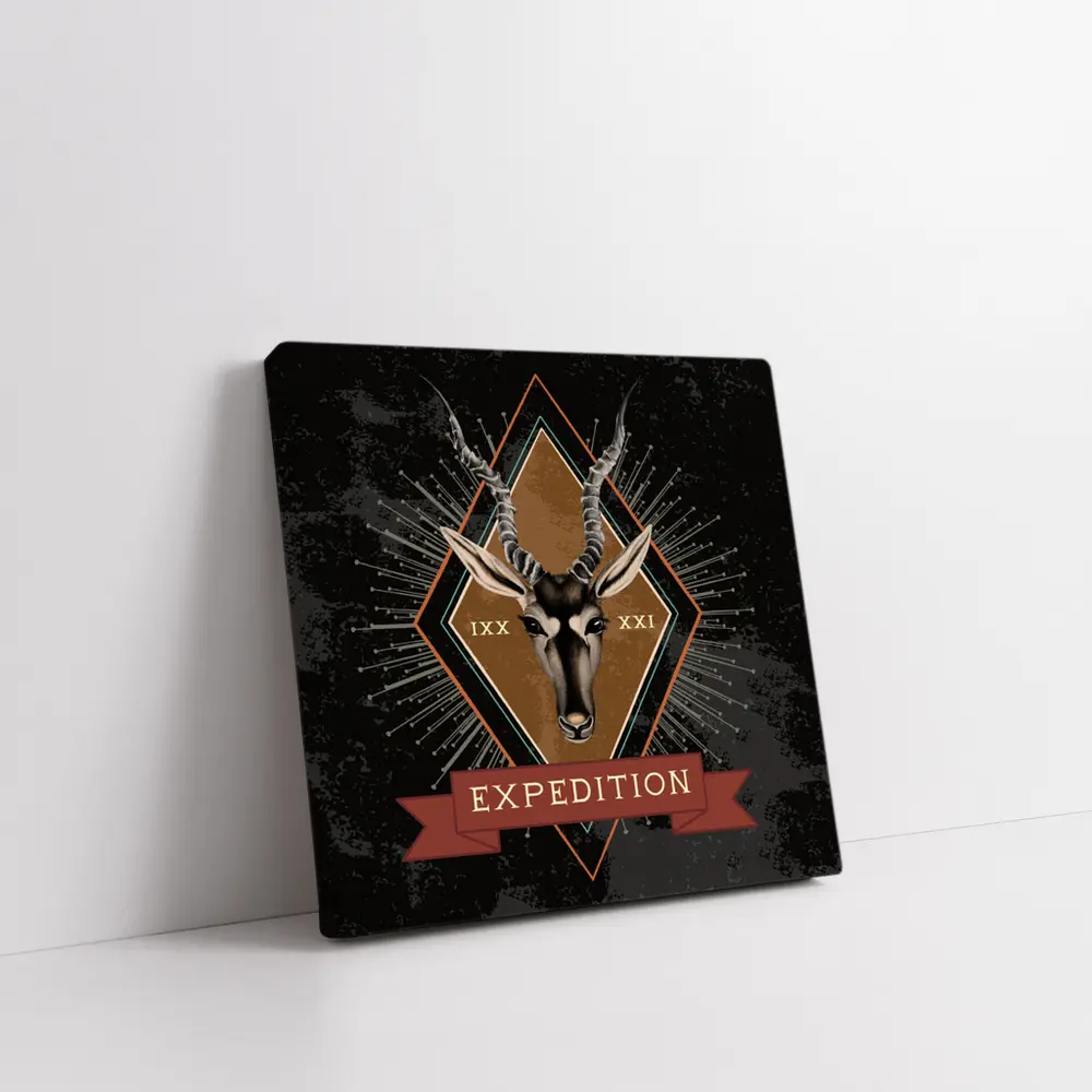 Expedition Antelope Diamond Badge Dark Background – Wall Art