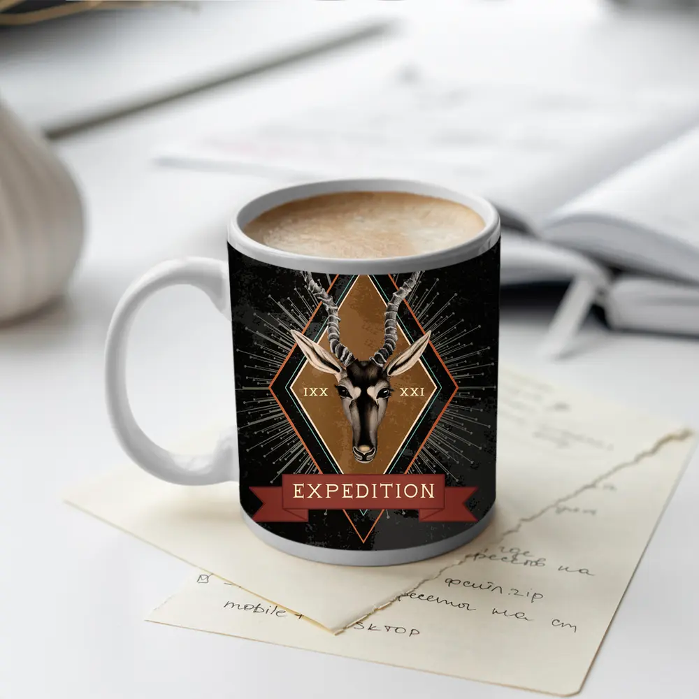 Expedition Antelope Diamond Badge Dark Background – Mugs