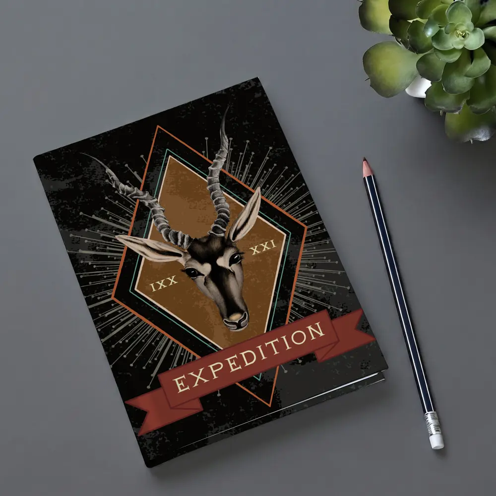 Expedition Antelope Diamond Badge Dark Background – Notebooks