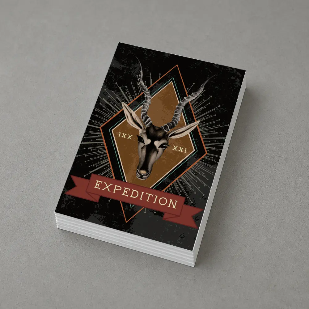 Expedition Antelope Diamond Badge Dark Background – Postcards