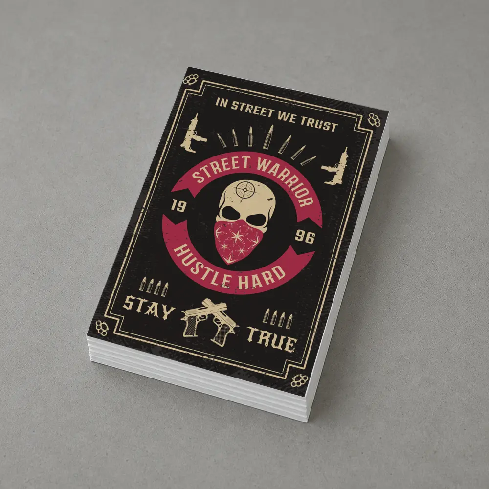 Street Warrior Skull Hustle Hard Dark Grunge – Postcards