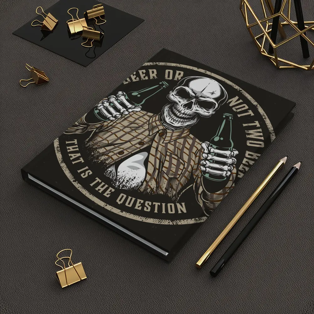 Skull Holding Beer Bottles Circular Badge – Notebooks