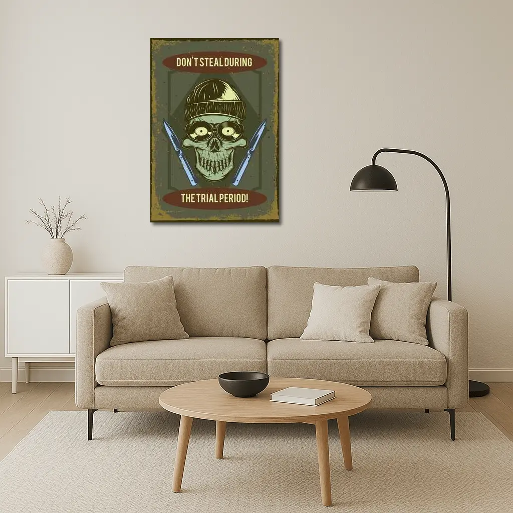 Skull Beanie Hat Retro Humor Dark Art – Wall Art