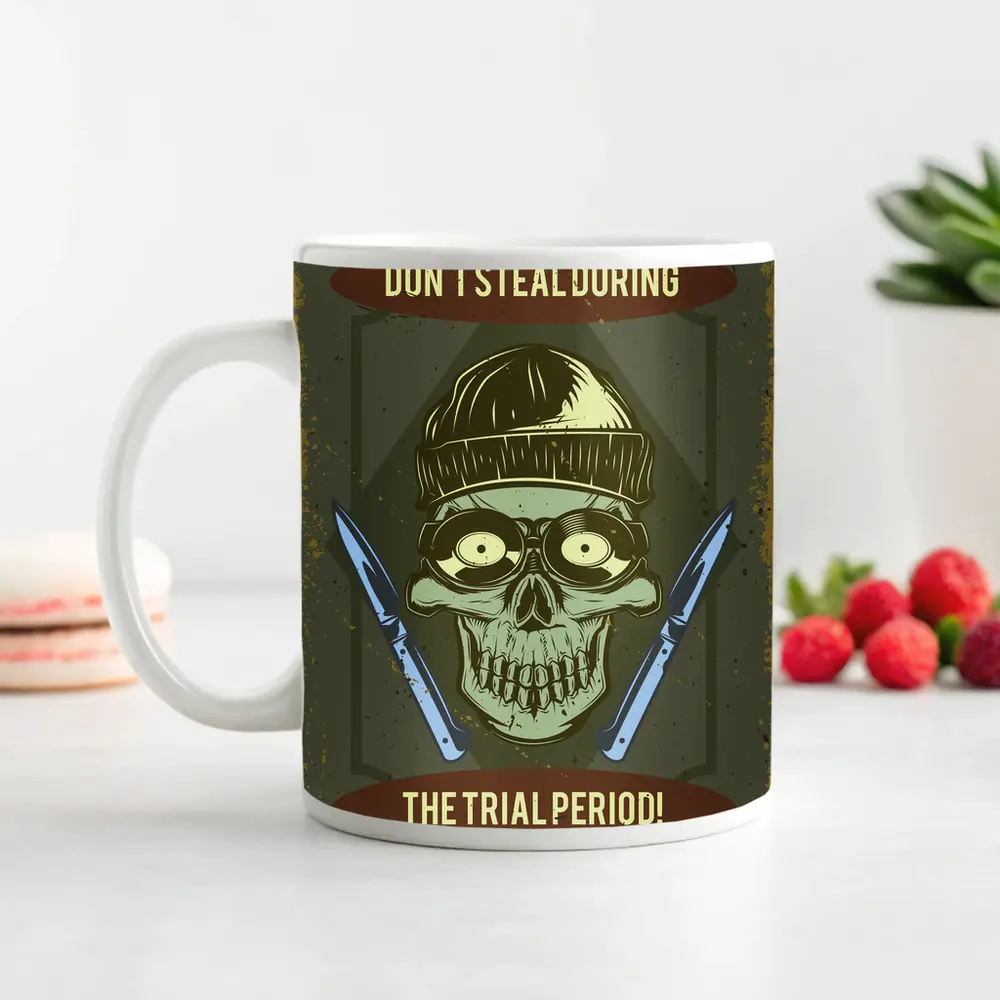 Skull Beanie Hat Retro Humor Dark Art – Mugs