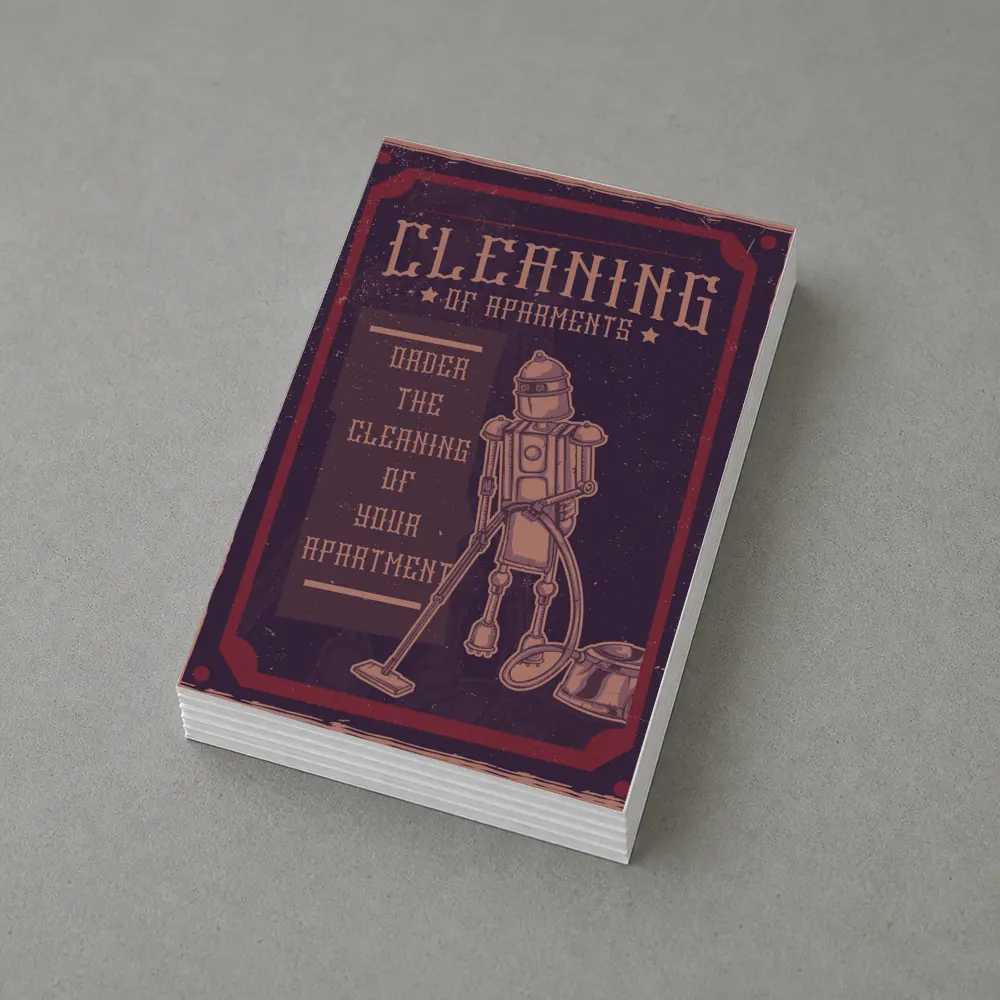 Retro Robot Vacuuming Apartment Cleaning Vintage Art – Postcards