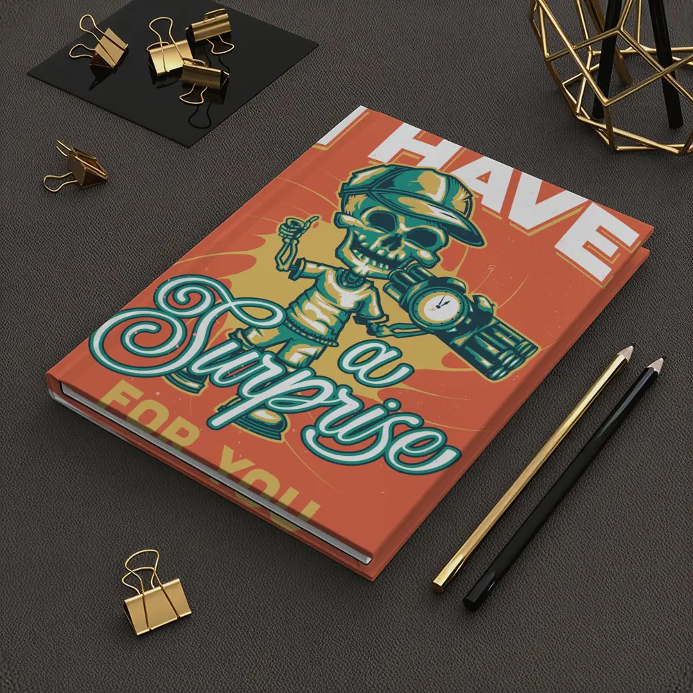 Skeleton Skull Holding Bomb Retro Grunge – Notebooks