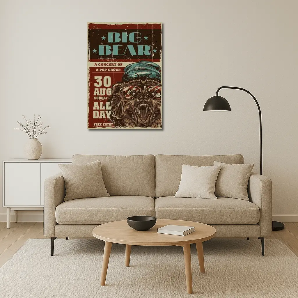 Big Bear Concert Retro Grunge Poster Art – Wall Art