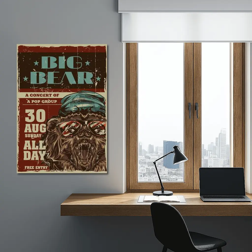 Big Bear Concert Retro Grunge Poster Art – Wall Art