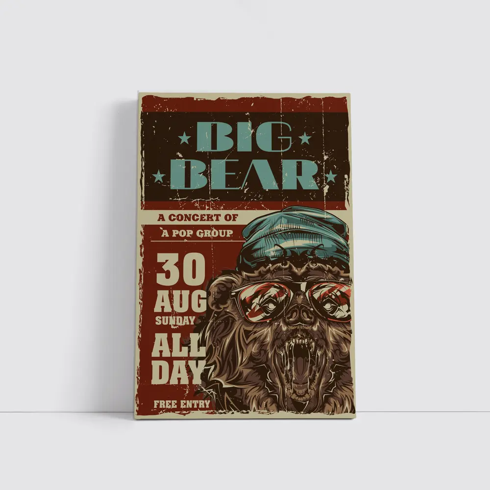 Big Bear Concert Retro Grunge Poster Art – Wall Art