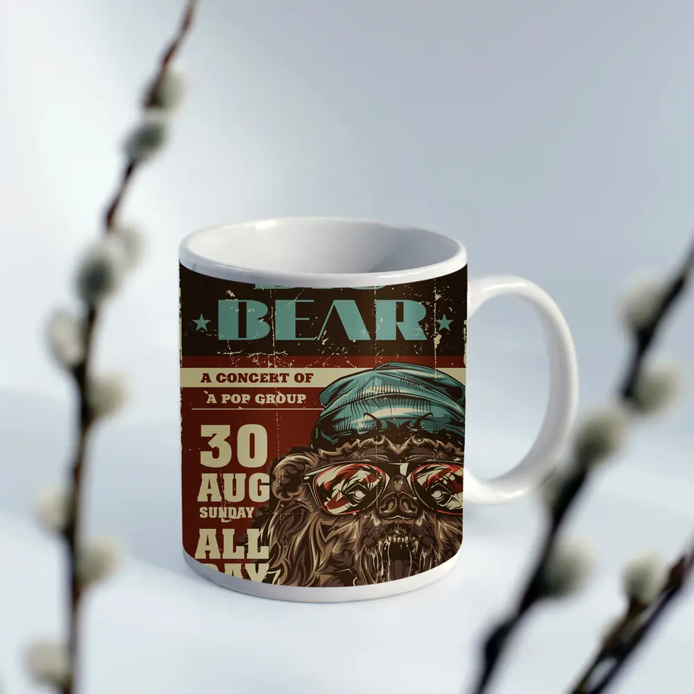 Big Bear Concert Retro Grunge Poster Art – Mugs