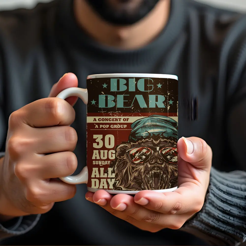 Big Bear Concert Retro Grunge Poster Art – Mugs