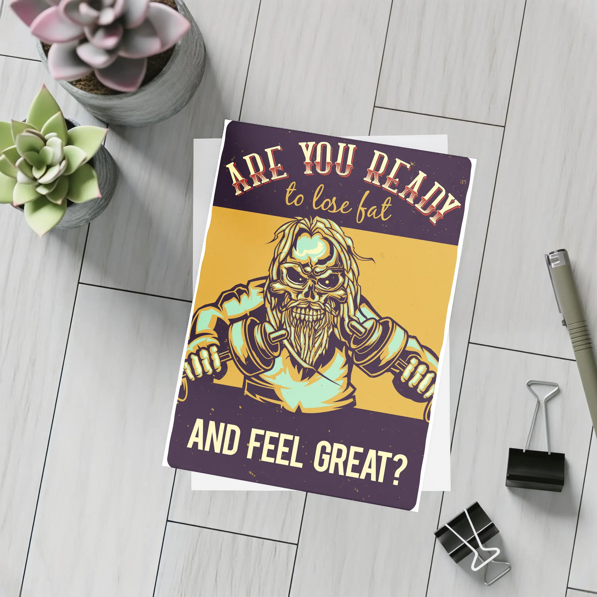 Skull Viking Fitness Gym Motivation Dark – Postcards