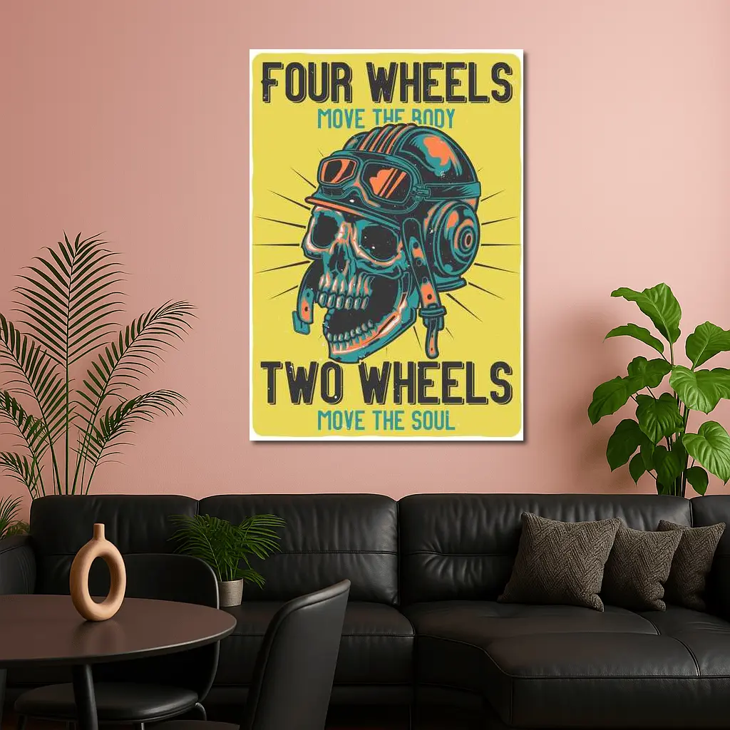 Four Wheels Two Wheels Skull Rider Art – Wall Art