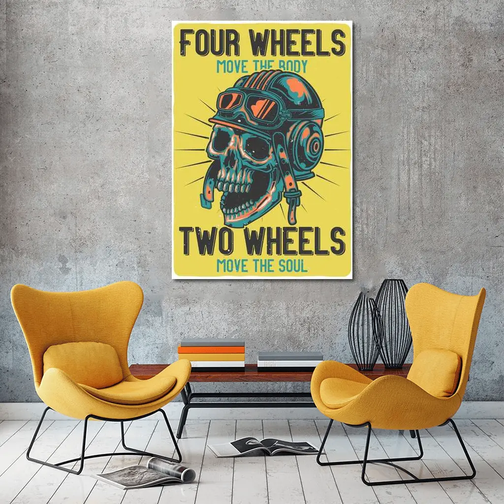 Four Wheels Two Wheels Skull Rider Art – Wall Art