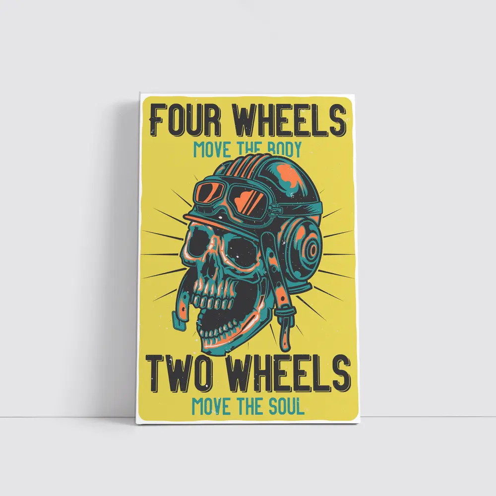 Four Wheels Two Wheels Skull Rider Art – Wall Art