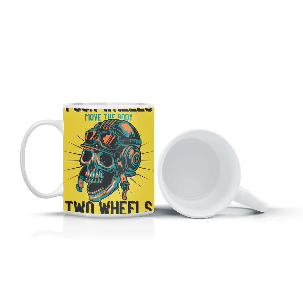 Four Wheels Two Wheels Skull Rider Art – Mugs