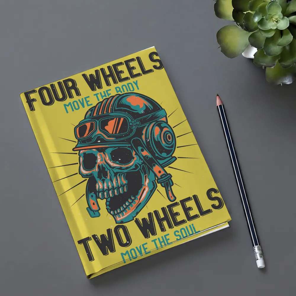 Four Wheels Two Wheels Skull Rider Art – Notebooks
