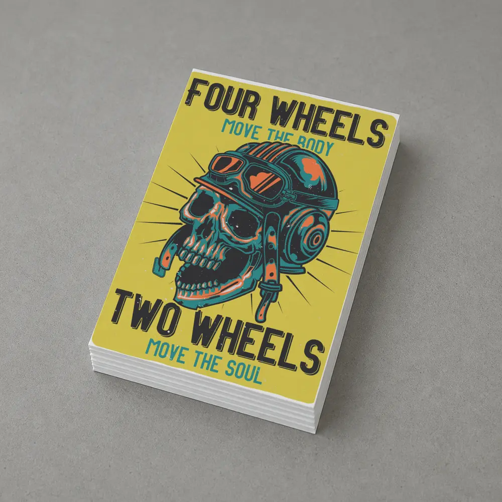 Four Wheels Two Wheels Skull Rider Art – Postcards