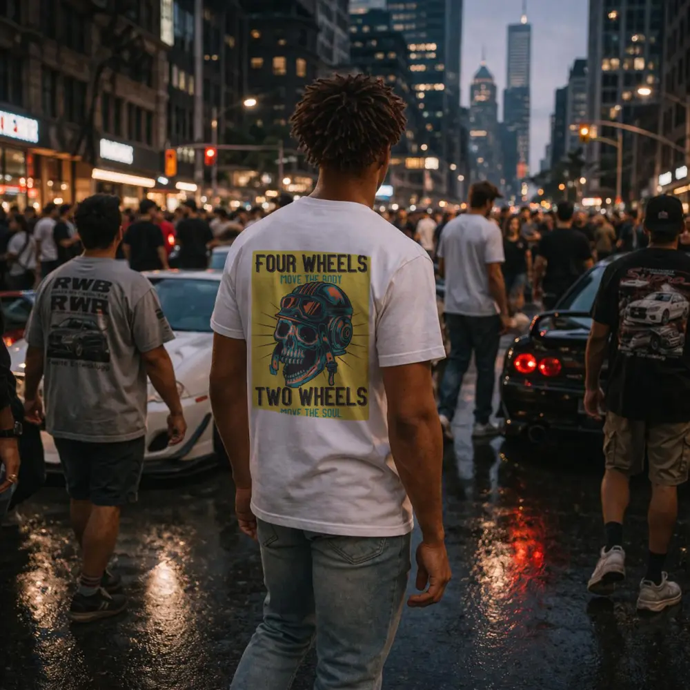 Four Wheels Two Wheels Skull Rider Art – T-Shirts
