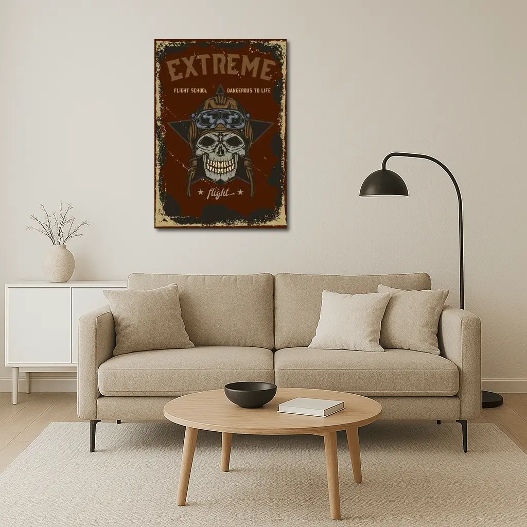 Extreme Flight School Skull Pilot Helmet Art – Wall Art